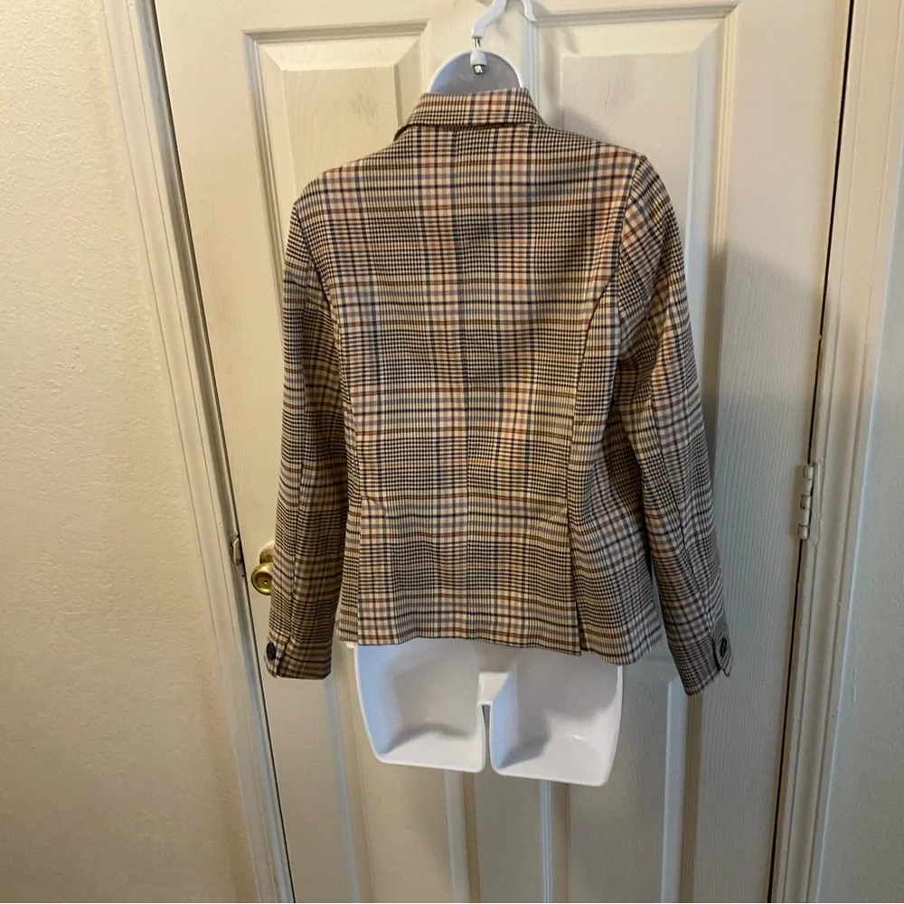 Modcloth Tan and Brown Plaid Blazer - Picture 4 of 11